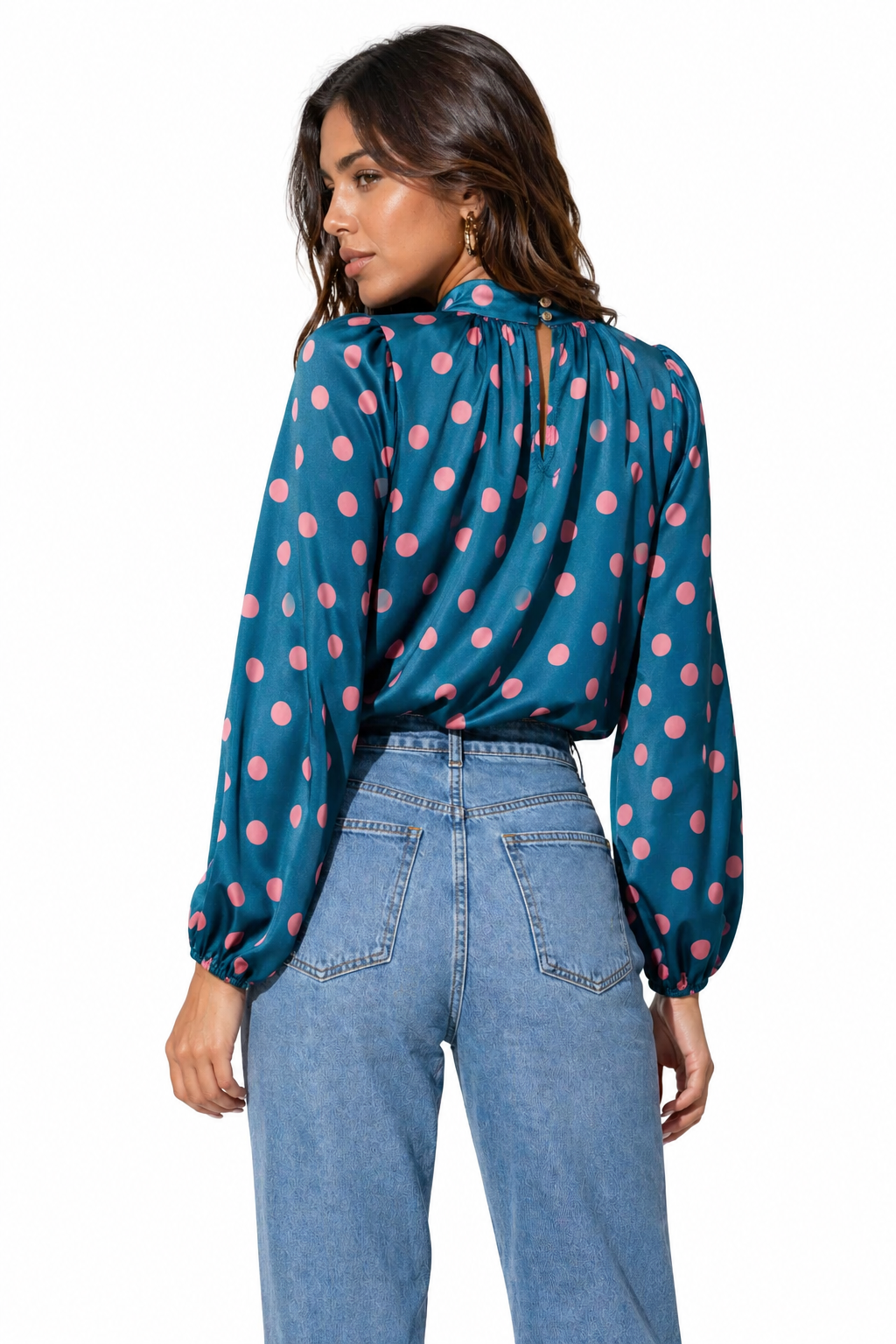 Polka Dot High Neck Blouse